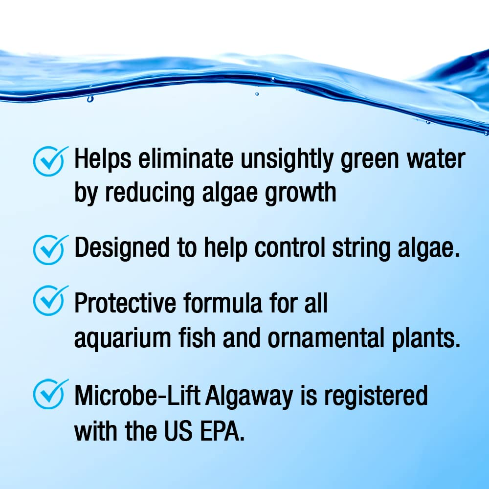 MICROBE-LIFT Algaway 5.4 Liquid Algae Control | Clears Green Water | Eradicates String Algae | Fish & Plant Safe | FW+SW