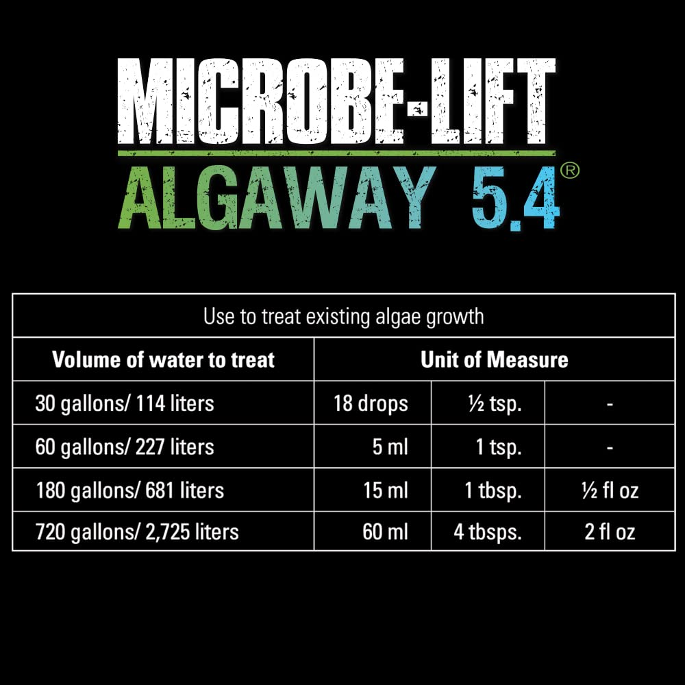 MICROBE-LIFT Algaway 5.4 Liquid Algae Control | Clears Green Water | Eradicates String Algae | Fish & Plant Safe | FW+SW