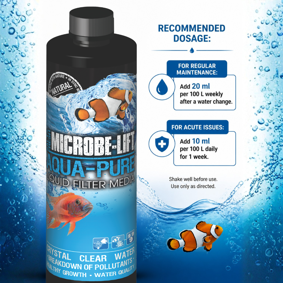 MICROBE-LIFT Aqua-Pure Liquid Filter Media | Crystal Clear Water | Algae Control | Neutralizes Heavy Metals | FW + SW