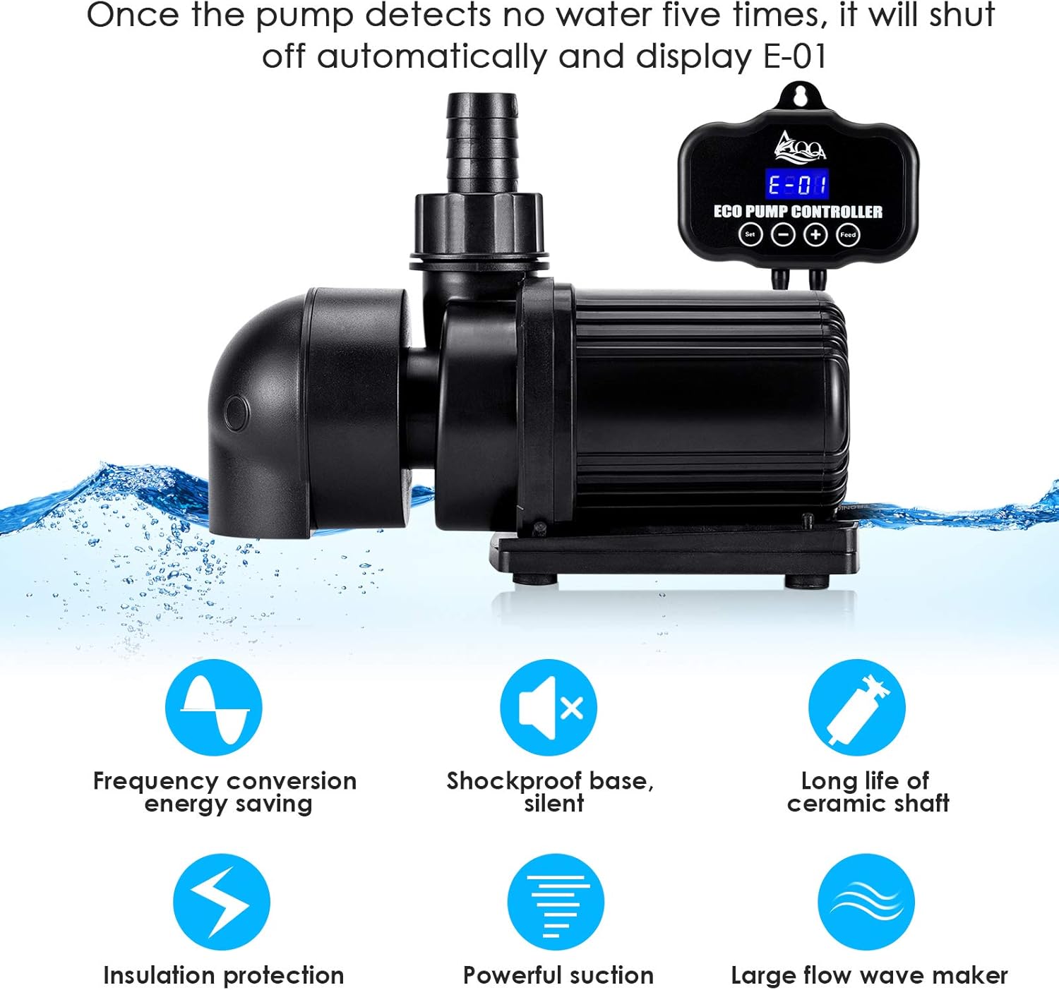 AQQA AQ006 Water Pump & Controller | Variable Frequency | Adjustable Speed | Safe & Multi-functional | Feed & Wave Mode