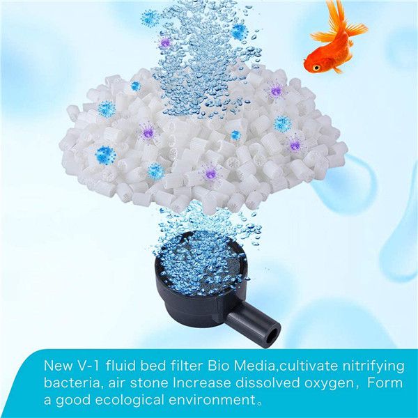 AQQA AQ010-L Aquarium Fluidized Moving Bed Filter | Silent Tumbling V1 Media | Beneficial Bacteria Growth