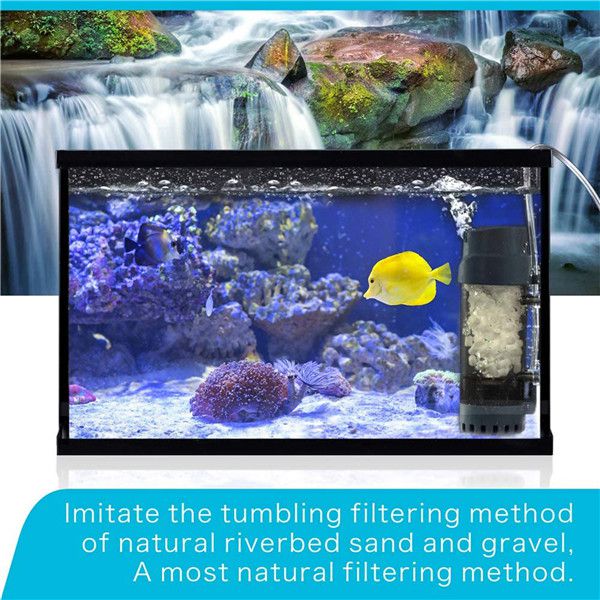 AQQA AQ010-L Aquarium Fluidized Moving Bed Filter | Silent Tumbling V1 Media | Beneficial Bacteria Growth