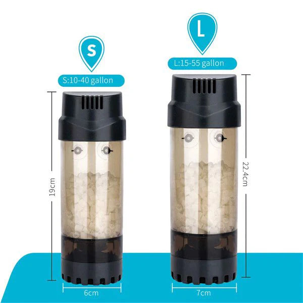 AQQA AQ010-L Aquarium Fluidized Moving Bed Filter | Silent Tumbling V1 Media | Beneficial Bacteria Growth