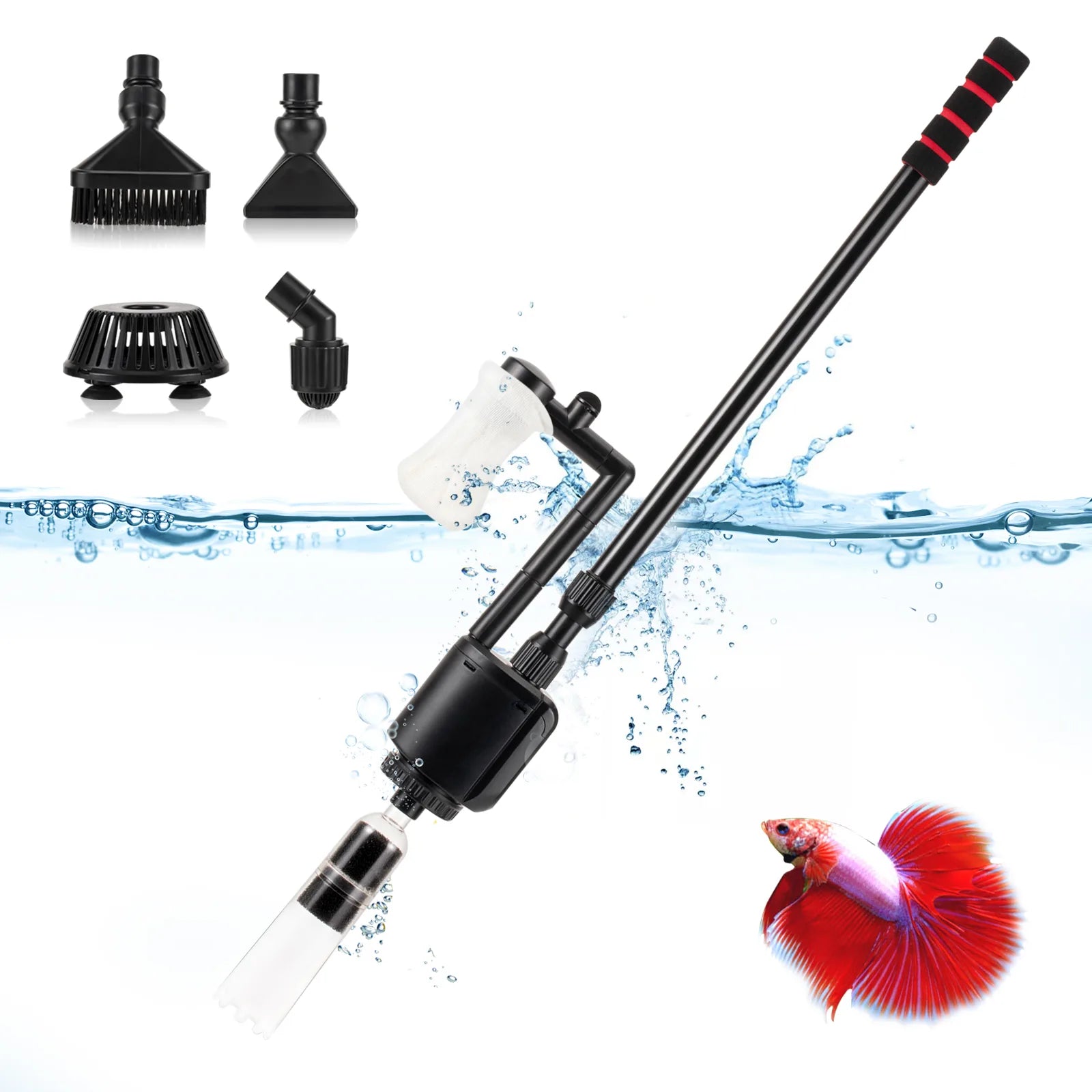 AQQA AQ013 5-in-1 Electric Aquarium Gravel Cleaner Set | Powerful Vaccum | Adjustable Length | Quiet Copper Motor