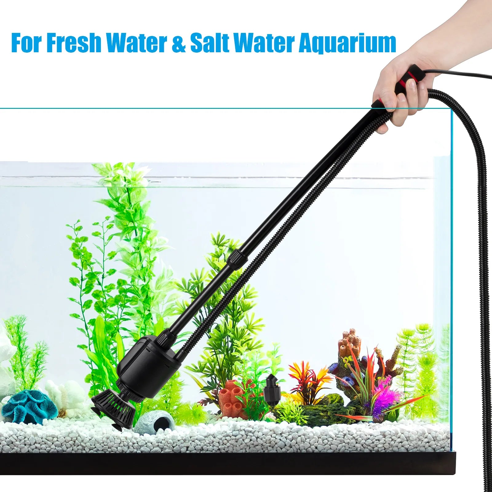 AQQA AQ013 5-in-1 Electric Aquarium Gravel Cleaner Set | Powerful Vaccum | Adjustable Length | Quiet Copper Motor