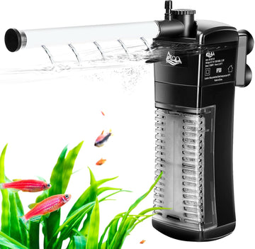 AQQA AQ025 5-in-1 Aquarium Internal Filter | Activated Carbon, Bio-ceramic Balls | Rotatable Rain Shower | Ultra-Silent