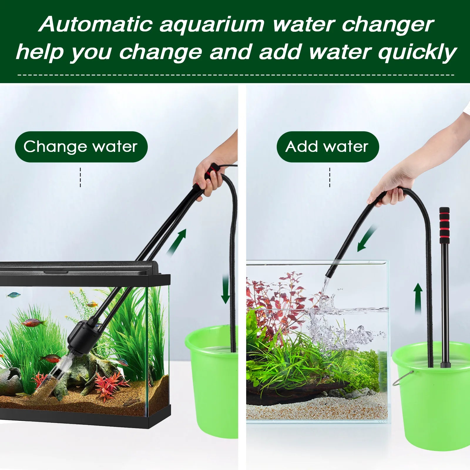 AQQA AQ038 Multifunctional 6-in-1 Aquarium Electirc Gravel Cleaner | Powerful Vacuum | Extendible Handle | Durable Motor