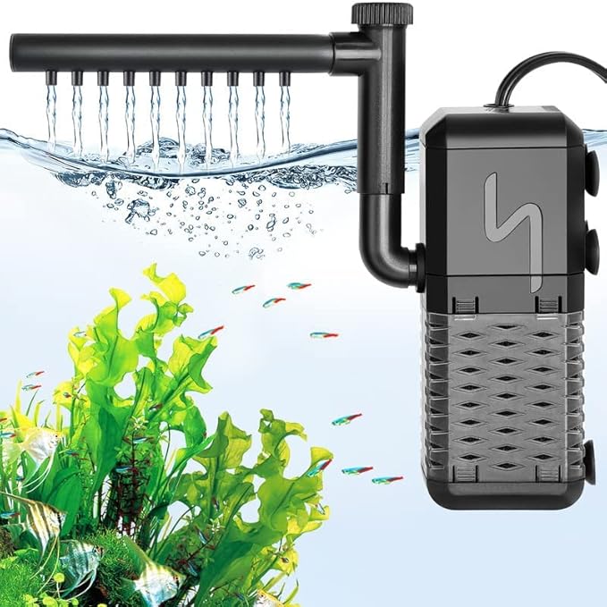 AQQA AQ047 Multi-Use Aquarium Internal Filter | Filtration, Oxygenation & Wavemaker | Compact Design | Silent Operation