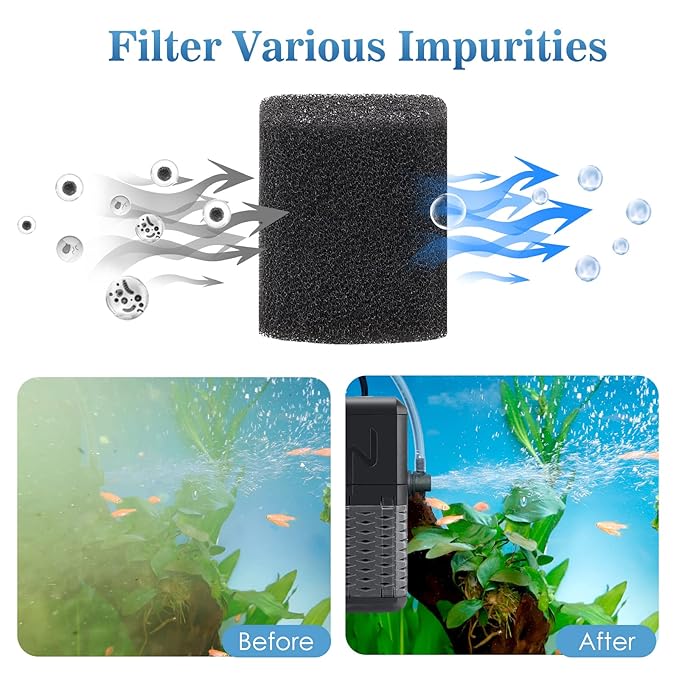 AQQA AQ047 Multi-Use Aquarium Internal Filter | Filtration, Oxygenation & Wavemaker | Compact Design | Silent Operation