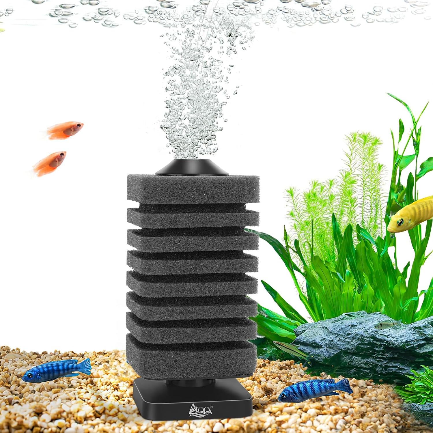 AQQA AQ063 Aquarium Bio Sponge Filter | Anti-Floating Design | Ultra Silent Operation | 99.9% Odour Purification Rate