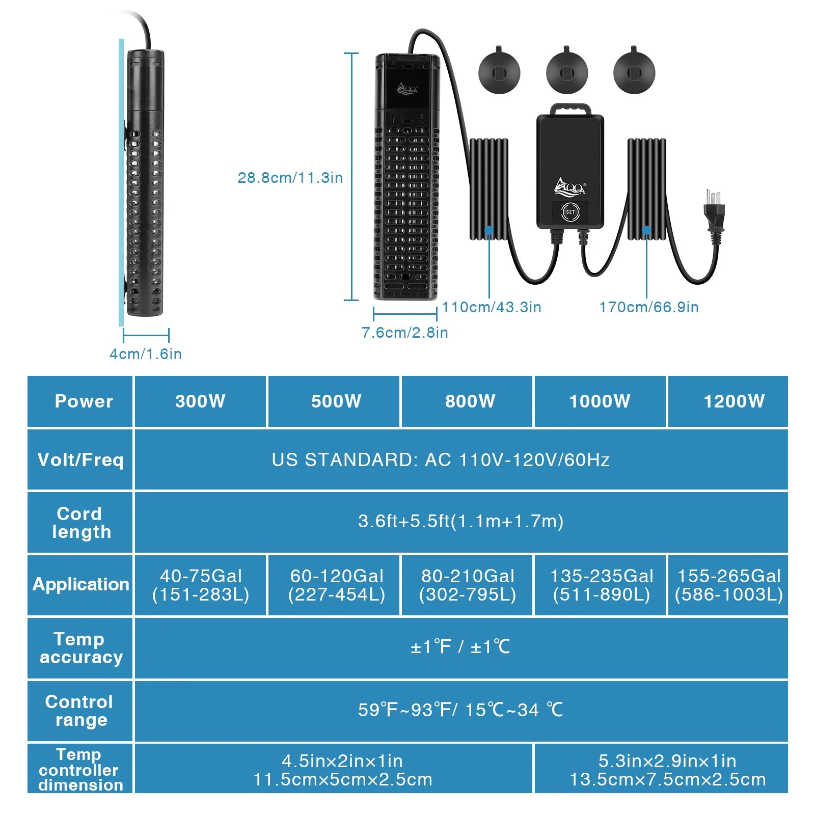 AQQA AQ068 High Precision, Large Tank Smart Heater | Durable Construction | Advanced Safety Features | Memory Function