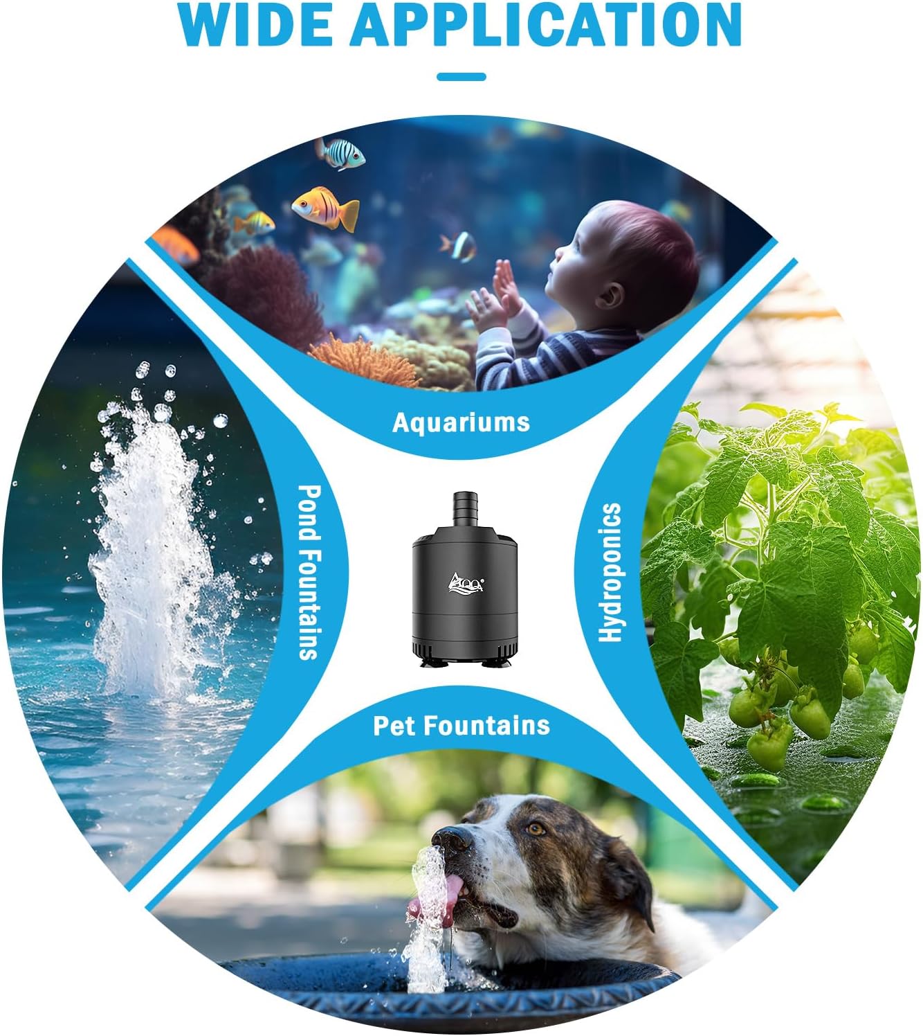AQQA AQ077 Versatile Bottom Suction Submersible Water Pump | Pure Copper Motor | Adjustable Flow | Easy Assembly