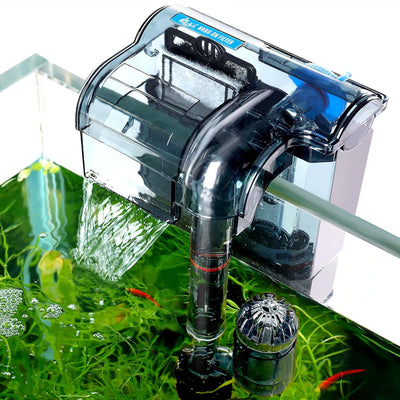 AQQA AQ106 Hang On Back Aquarium Filter | 3 Filtration Layers | Adjustable Flow and Surface Skimmer