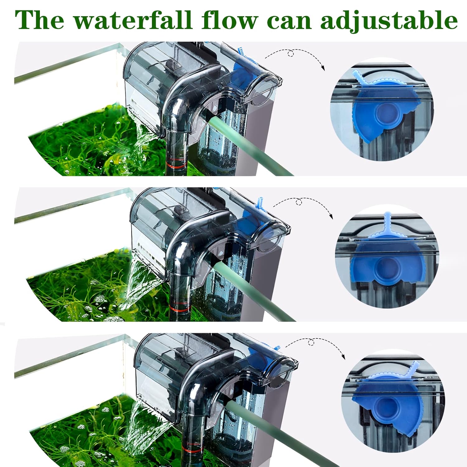 AQQA AQ106 Hang On Back Aquarium Filter | 3 Filtration Layers | Adjustable Flow and Surface Skimmer