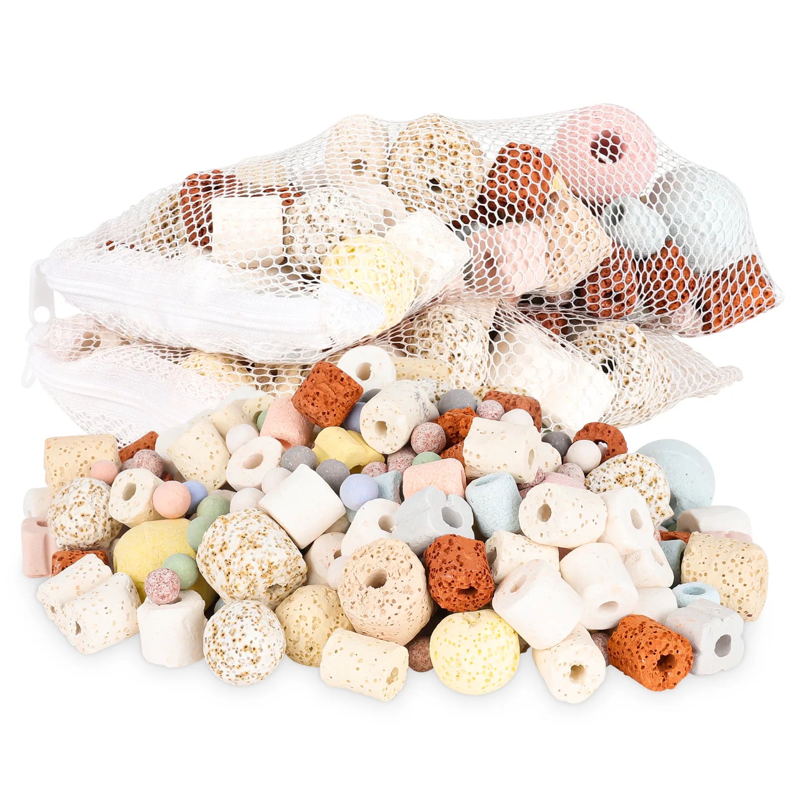 AQQA AQ117 12-in-1 Aquarium Filter Media Set with Mesh Bag | Bio-Ceramic Rings & Balls, Activated Carbon, Volcanic Rocks