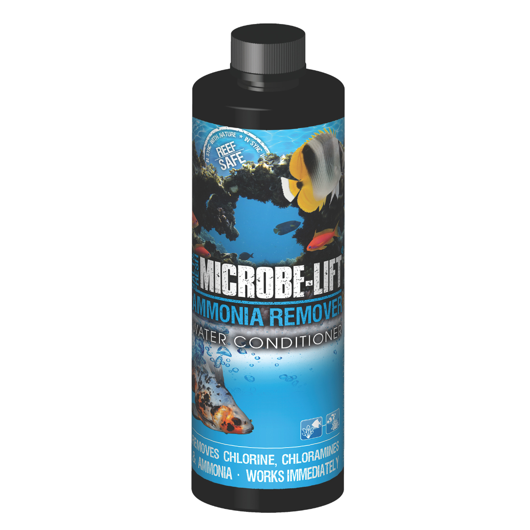 MICROBE-LIFT Ammonia Remover | Patented Instant Ammonia-Binding Formula | Buffers Water | Works Immediately | FW + SW
