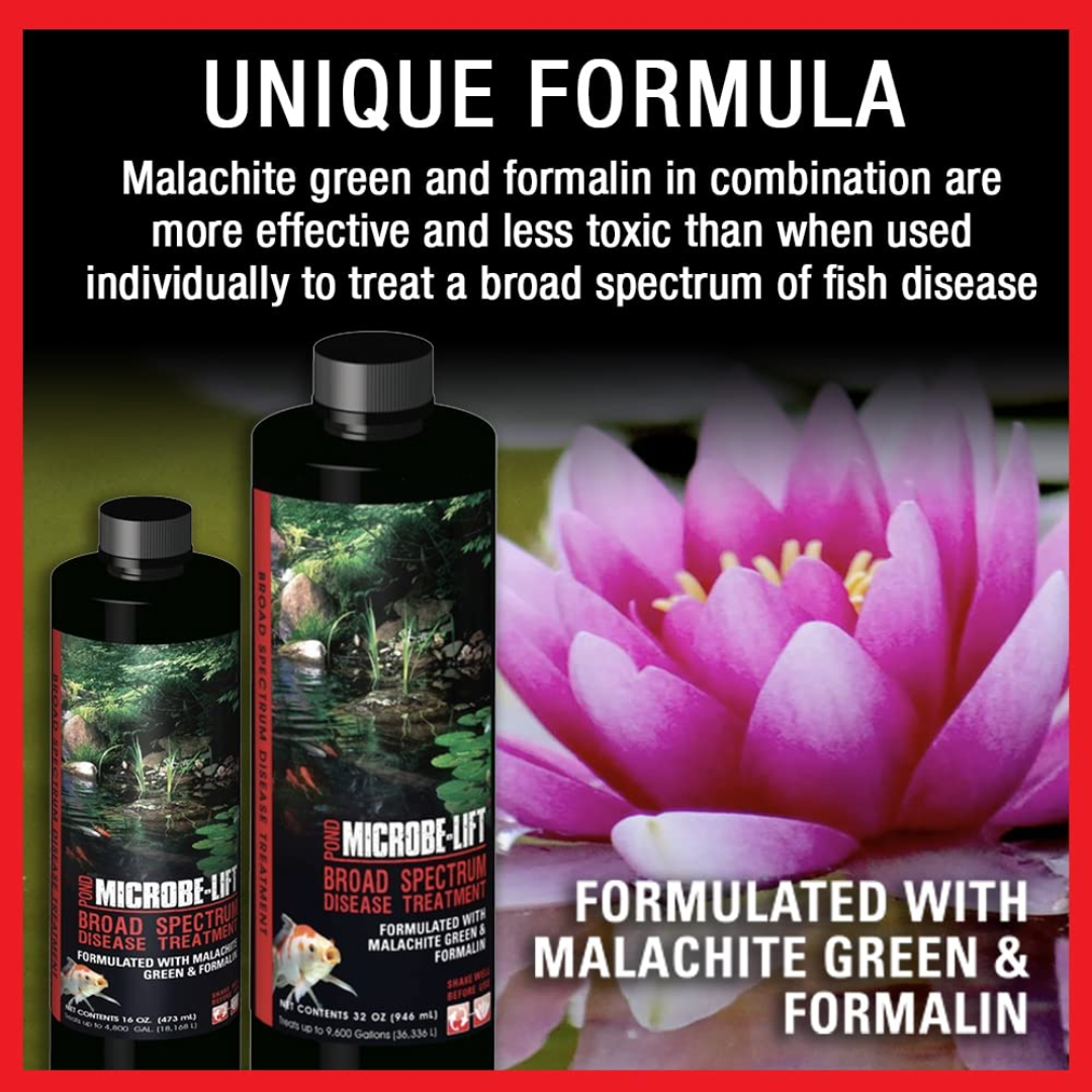 MICROBE-LIFT Broad Spectrum Disease Treatment For Ponds | Formalin + Malachite Green Formula | Best for Koi & Goldfish