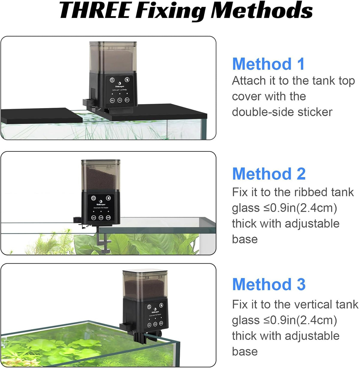 FISHKEEPER FK036 Automatic Fish Feeder | 320ml Capacity | 3 Feed Modes & Dispenser Options | Moisture-Proof & Anti-clog
