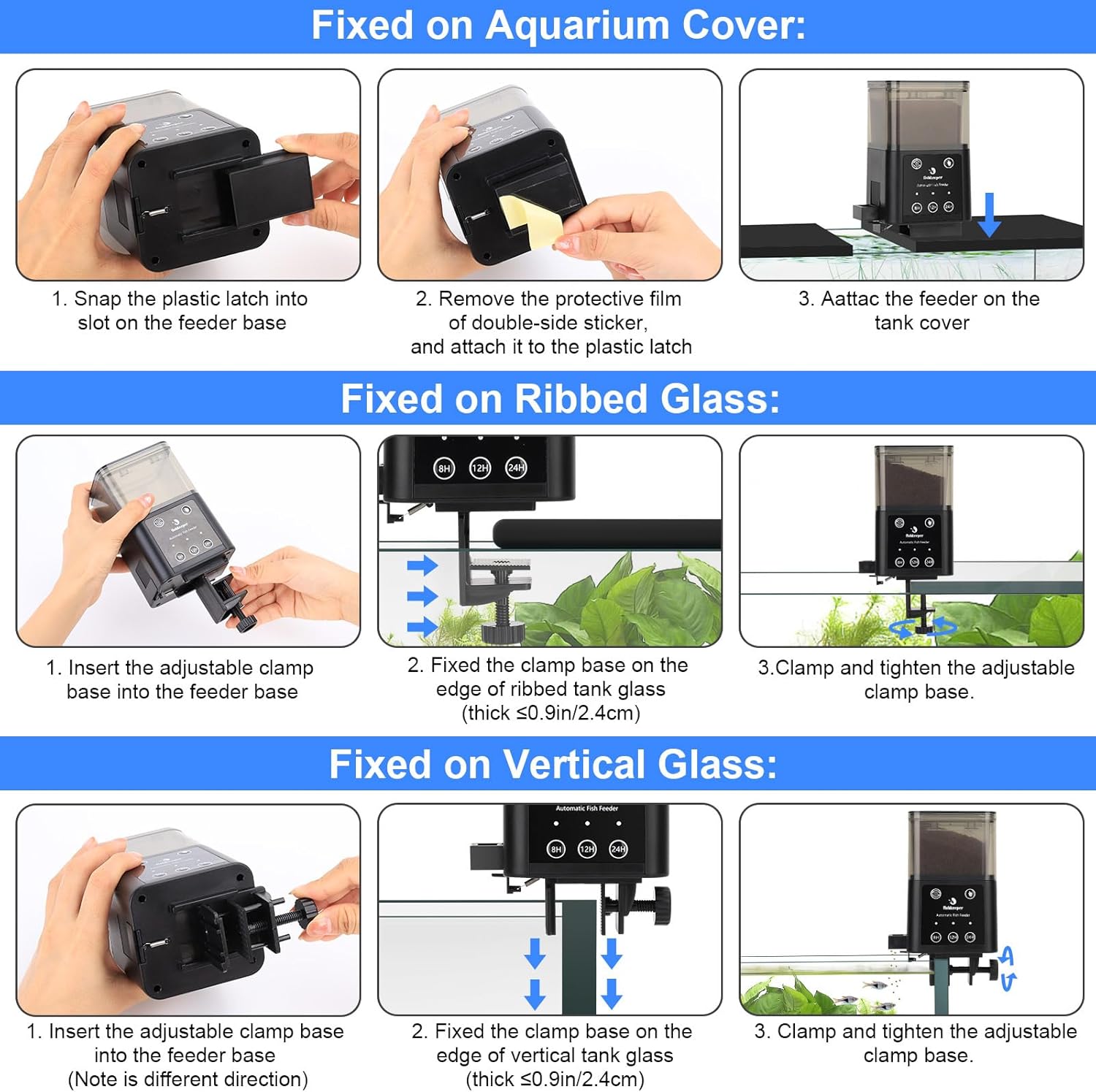 FISHKEEPER FK036 Automatic Fish Feeder | 320ml Capacity | 3 Feed Modes & Dispenser Options | Moisture-Proof & Anti-clog
