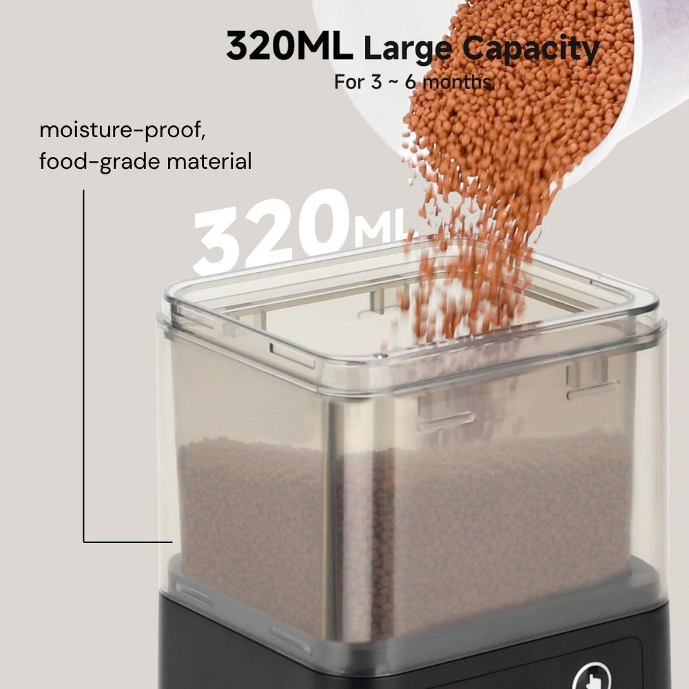 FISHKEEPER FK036 Automatic Fish Feeder | 320ml Capacity | 3 Feed Modes & Dispenser Options | Moisture-Proof & Anti-clog