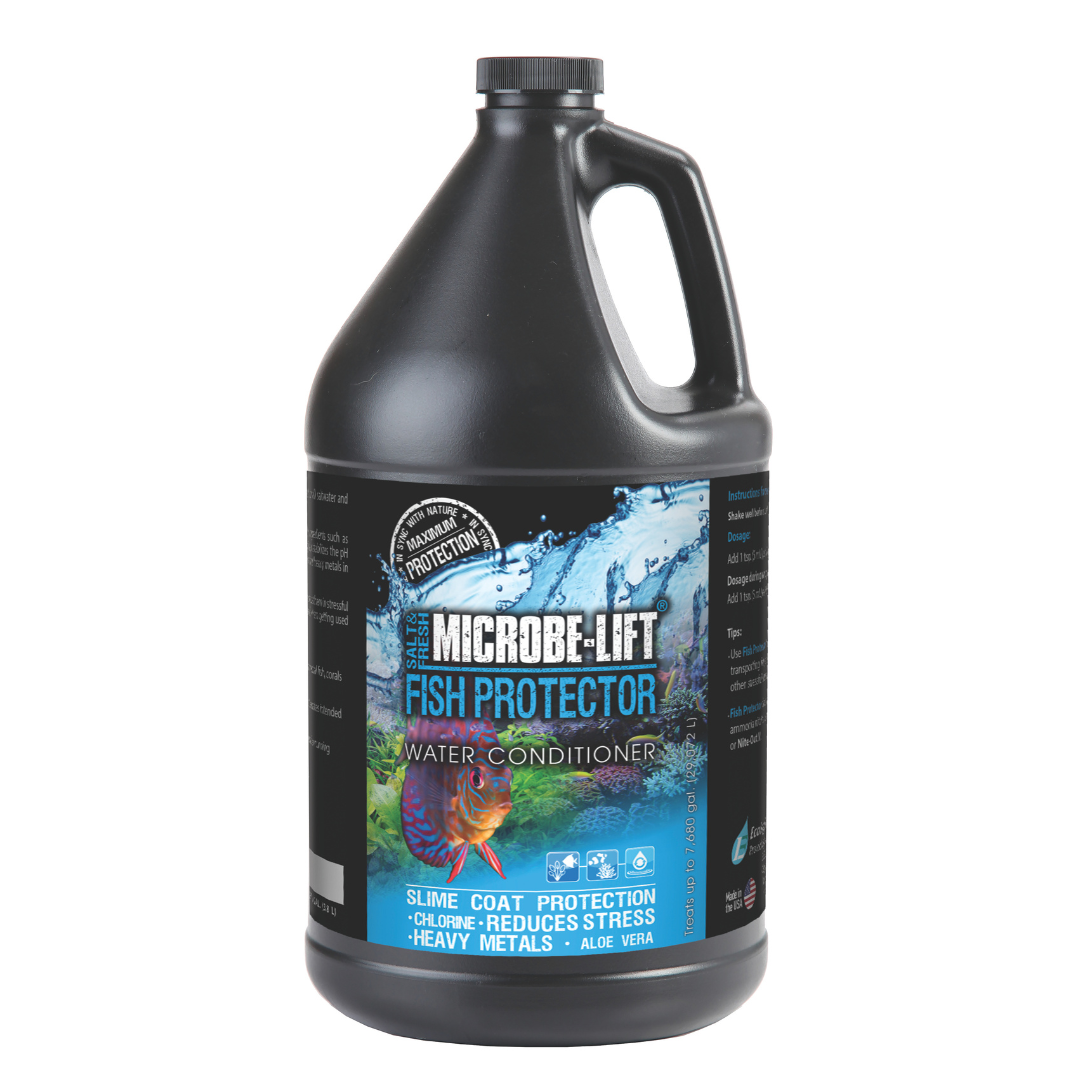 MICROBE-LIFT Fish Protector | Stress Relief & Skin Protective Slime Coat | Removes Chlorine & Heavy Metals | FW + SW
