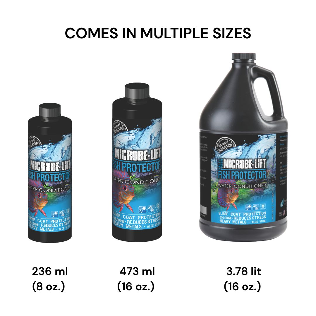 MICROBE-LIFT Fish Protector | Stress Relief & Skin Protective Slime Coat | Removes Chlorine & Heavy Metals | FW + SW