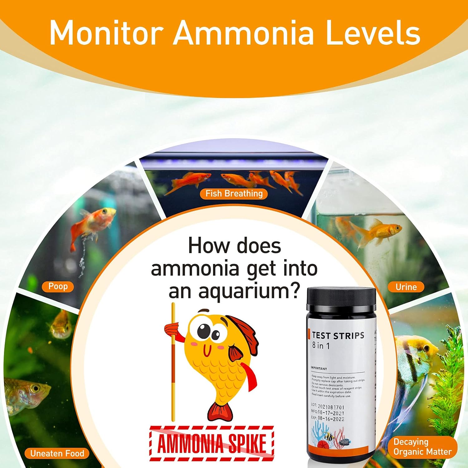 HYGGER HG006 8-in-1 Aquarium Test Strips | Freshwater & Saltwater | Test 8 Parameters | 30-Sec. Results | Easy to Use