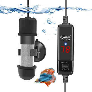 HYGGER HG031-10W Mini Fish Tank Heater | Dry Run/Overheat Protection | External Controller | LED Display