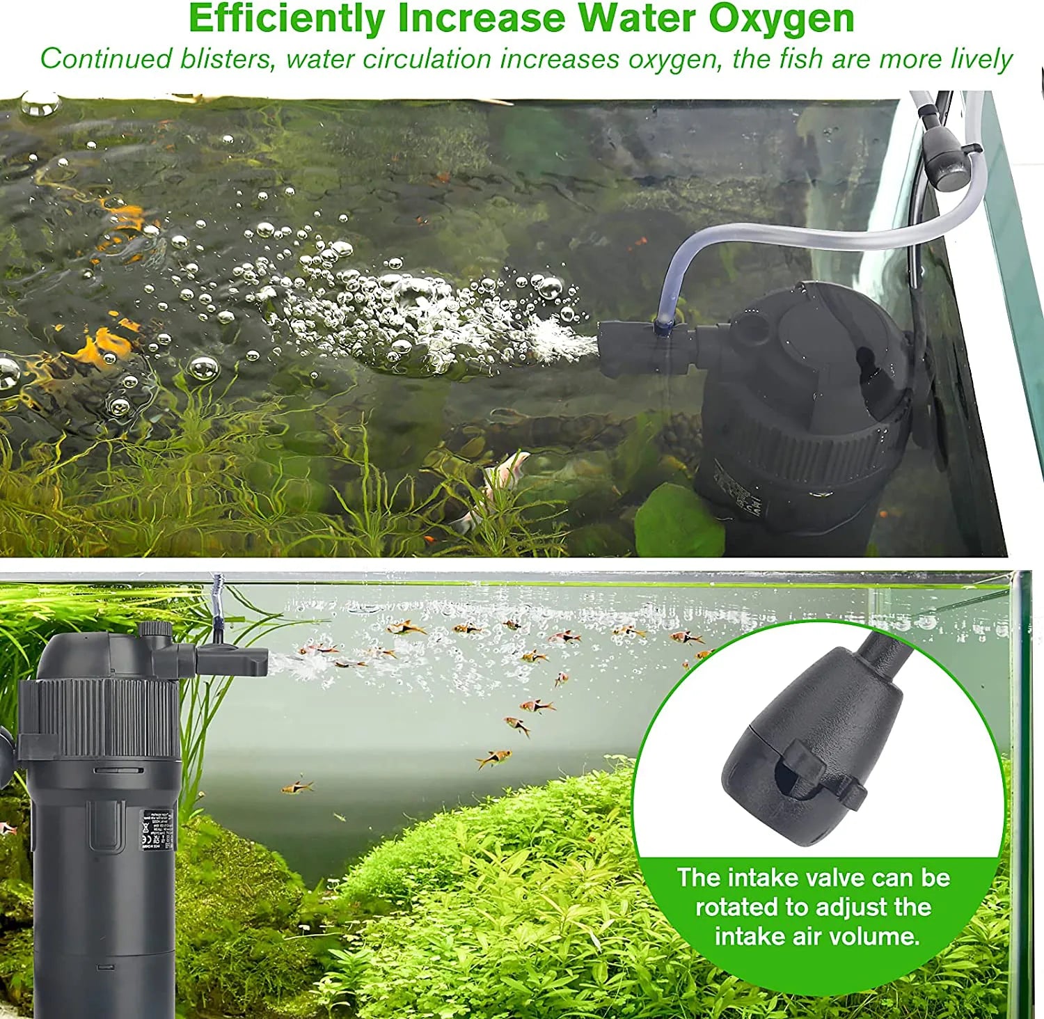 HYGGER HG032 4-in-1 Smart Aquarium Internal Filter | Built-in UV with 4/8/24H Timer | Activated Carbon Filter