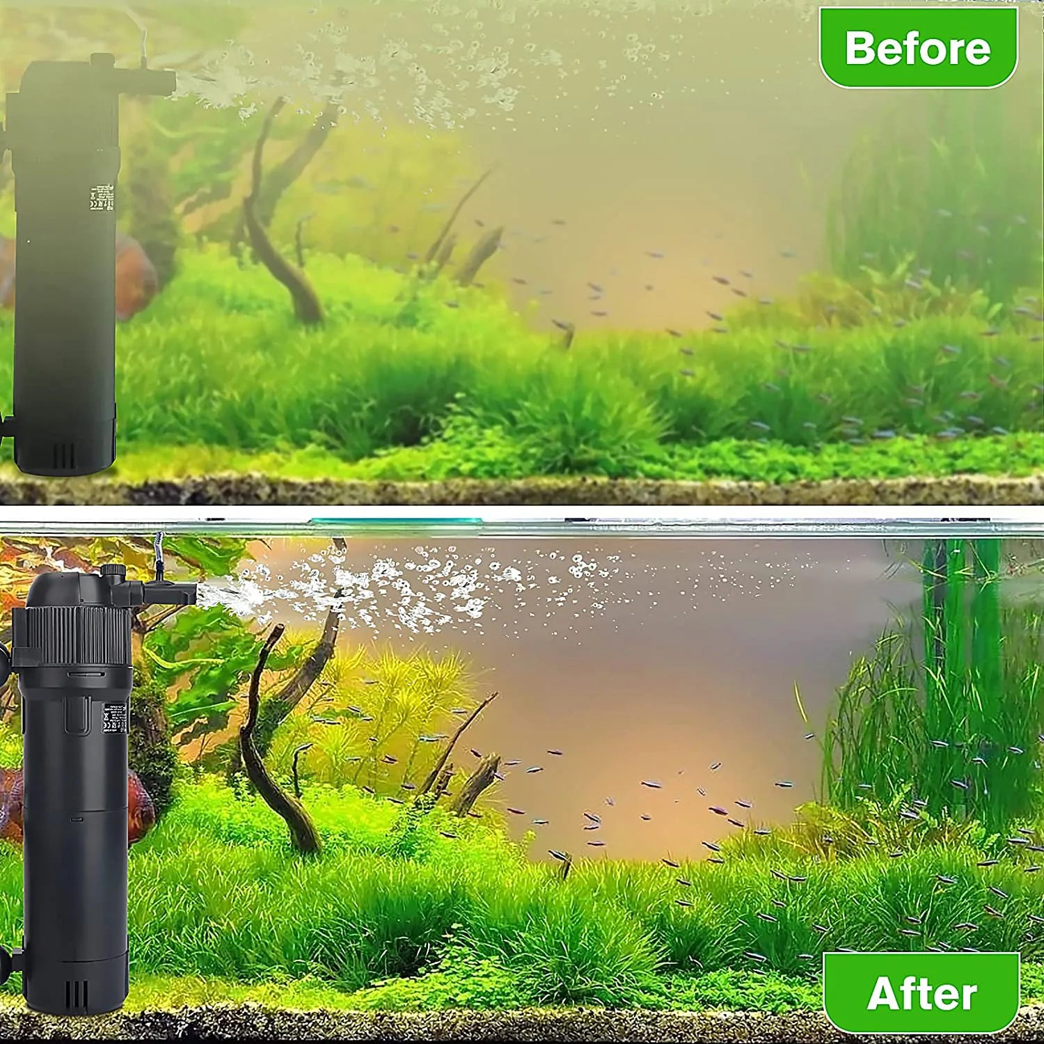 HYGGER HG032 4-in-1 Smart Aquarium Internal Filter | Built-in UV with 4/8/24H Timer | Activated Carbon Filter