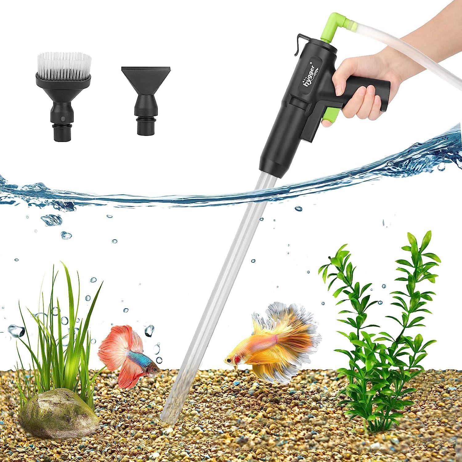 HYGGER HG036-12mm Aquarium Gravel Cleaner & Water Changer | 4-in-1 Function | Strong Suction Power | Easy to Use