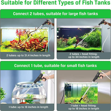 HYGGER HG036-12mm Aquarium Gravel Cleaner & Water Changer | 4-in-1 Function | Strong Suction Power | Easy to Use