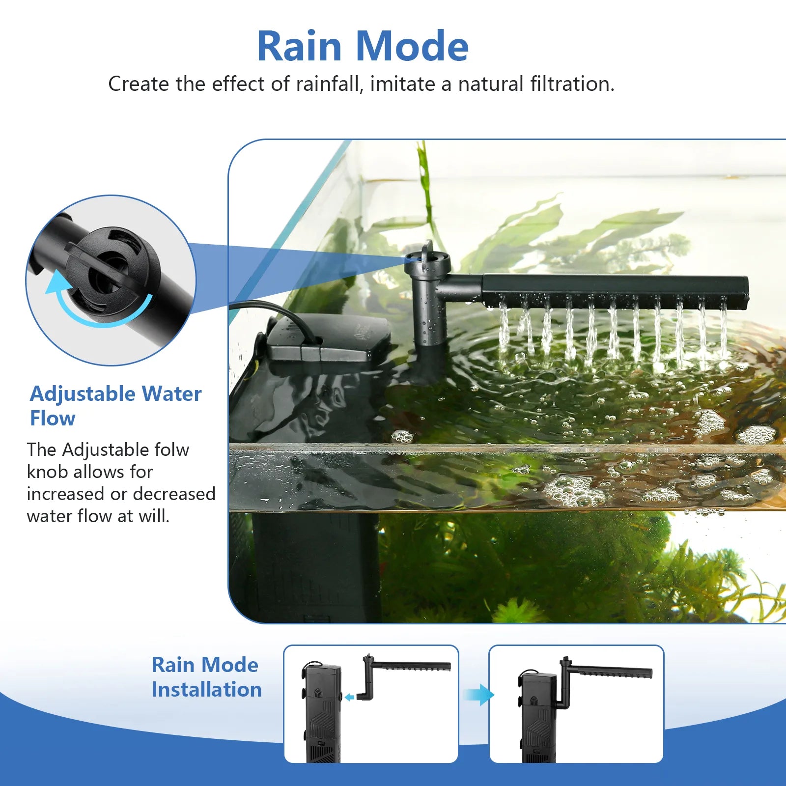 HYGGER HG040 Adjustable Internal Power Filter | Activated Carbon Cotton and Bio Ceramic Balls | Adjustable Flow