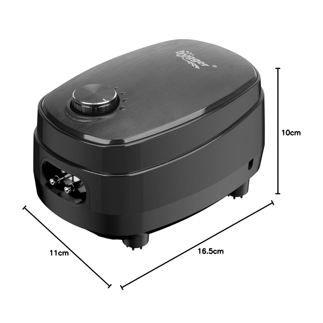 HYGGER HG041-4W Aquarium Air Pump | Dual Outlets & Flow Control | Ultra-Quiet Magnet-Driven Motor | Deep Tank Capability