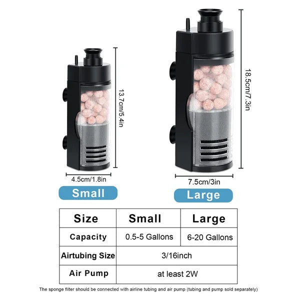 HYGGER HG044-L Aquarium Bio Sponge Filter | Nitrifying Bacteria Balls | Suited for Tiny Fish & Breeding