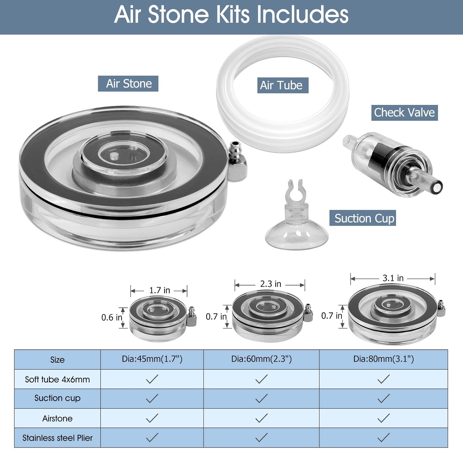 HYGGER HG049-45MM Aquarium Air Stone | Ultra-Fine Bubble Diffusion | Durable Acrylic Construction | Self-Weighted Design