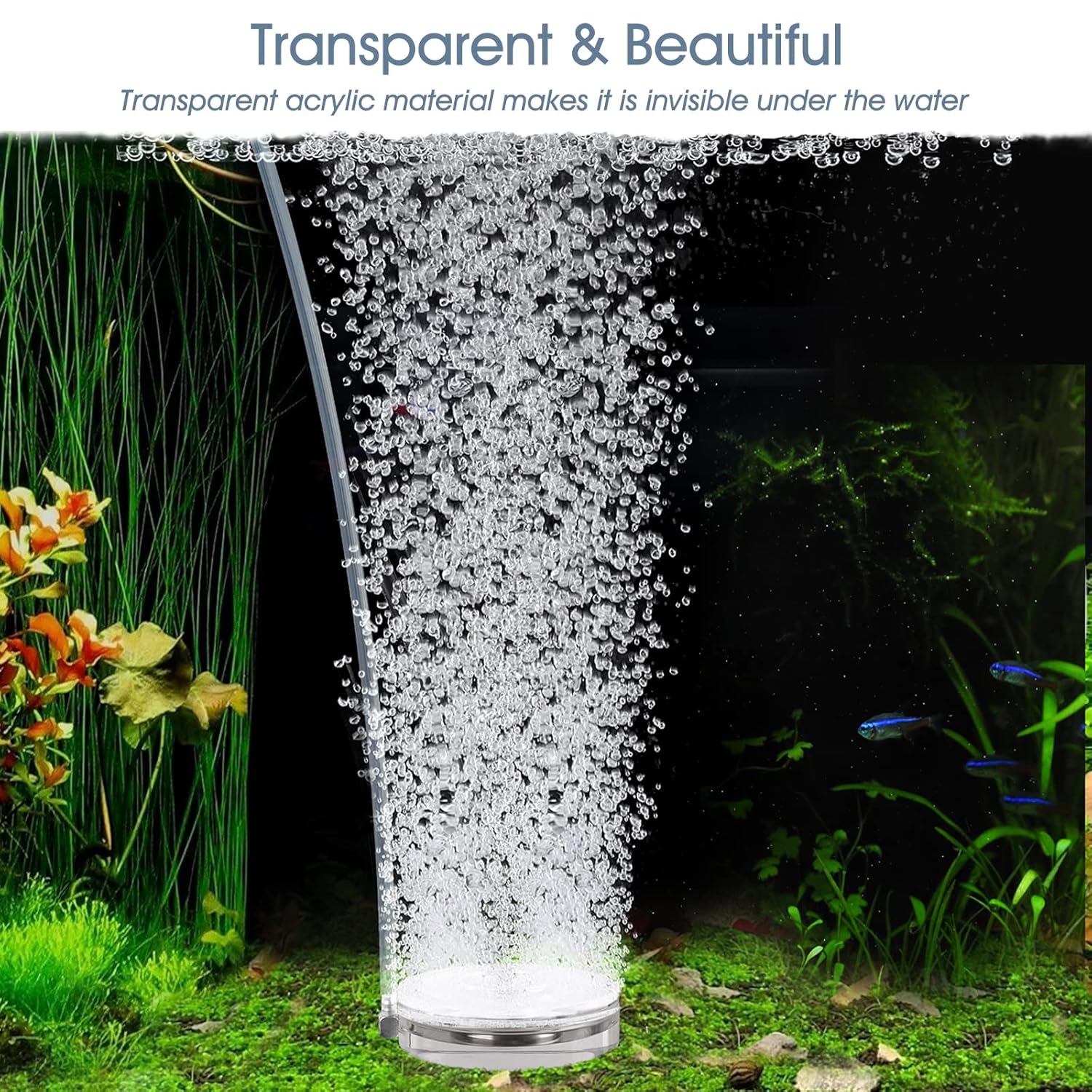 HYGGER HG049-45MM Aquarium Air Stone | Ultra-Fine Bubble Diffusion | Durable Acrylic Construction | Self-Weighted Design