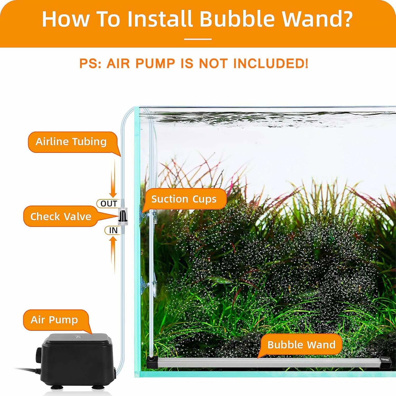 HYGGER HG069-20 Aquarium Bubbler Air Stone Bar Kit | Ultra-Fine Mist Bubbles | Durable Construction | Complete Kit