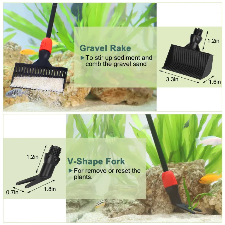 HYGGER HG072-M 6-in-1 Aquarium Cleaning Tool Kit | Durable Carbon Fiber Make | 6 Secure Attachments | Adjustable Handle
