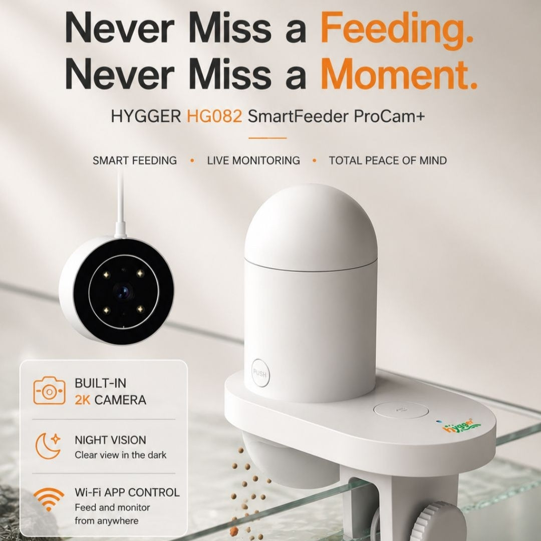HYGGER HG082 SmartFeeder ProCam+ | Manual & App Control | 2k HD Camera with Night Vision | Type-C | 230ml Capacity