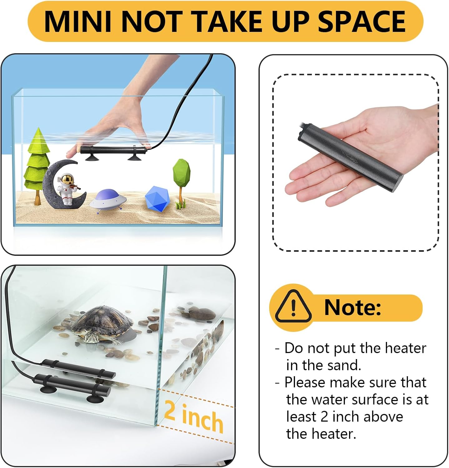HYGGER HG083 Mini Aquarium Heater | LED Display | External Controller | Stable Heating | Auto Shut-off & Anti-Burn