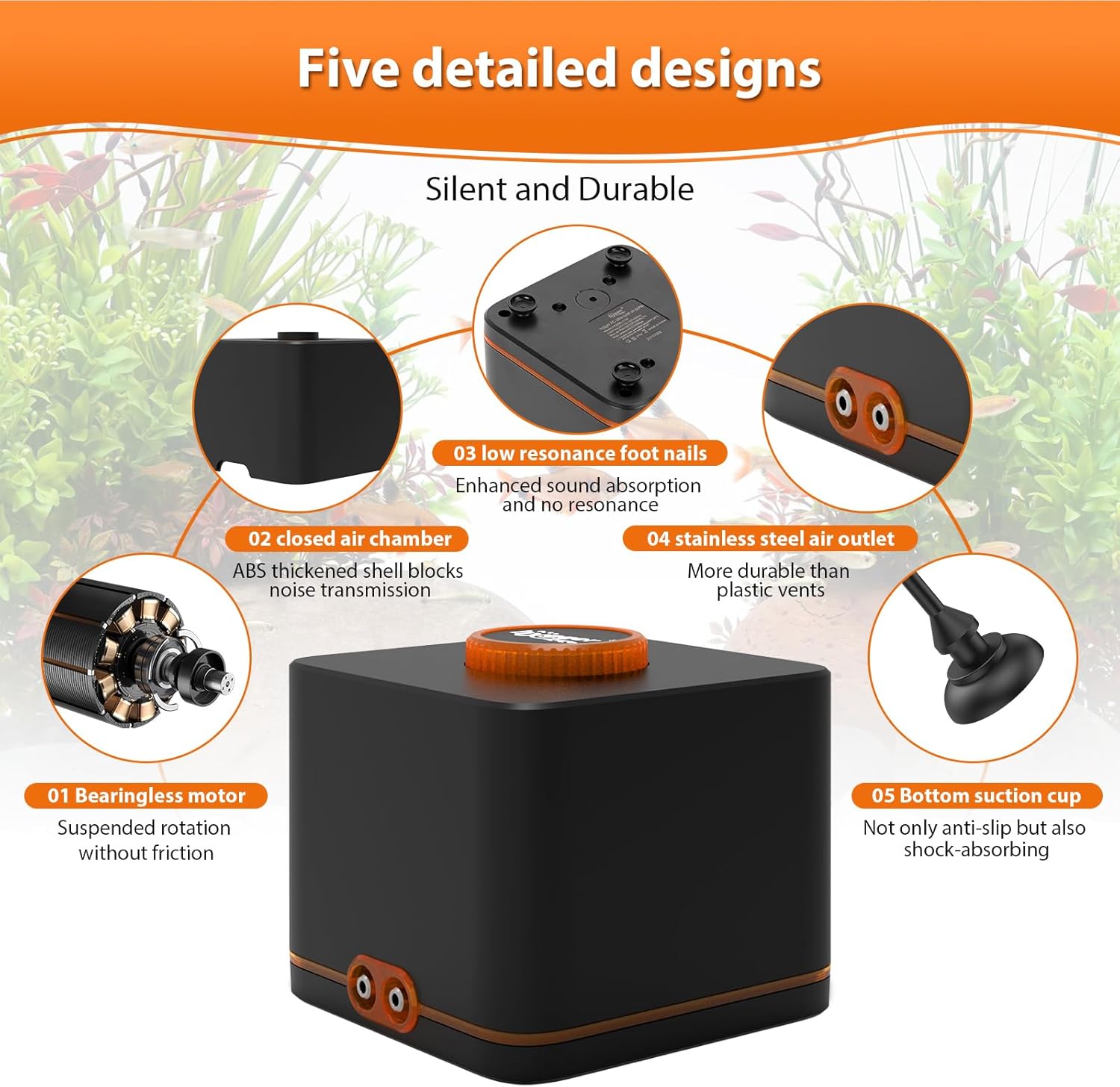HYGGER HG095-4W Strong Aquarium Air Pump for Medium Large Fish Tank | Ultra-Quiet | Dual Outlets | Adjustable Airflow