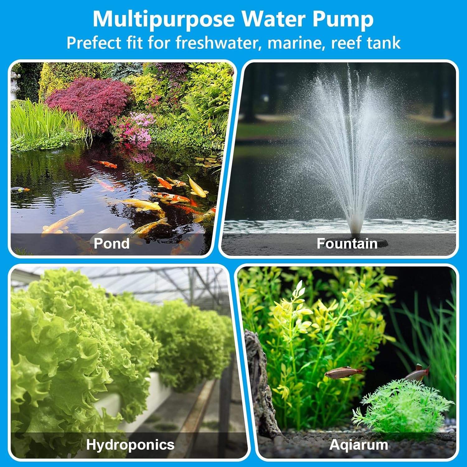 HYGGER HG105 Submersible Water Pump with Controller | 360° Water Intake | 4 Circulation Modes | Adjustable Flow