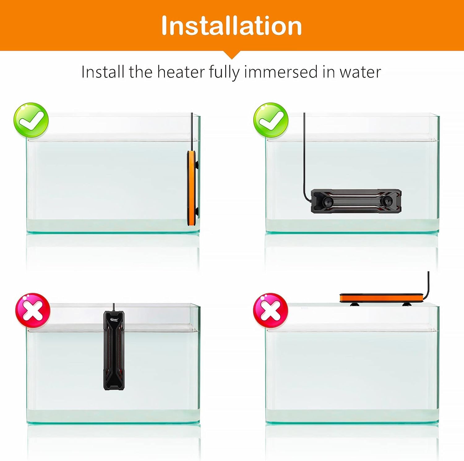 HYGGER HG113 Submersible Fish Tank Heater | External Temperature Controller | Uniform Heat Dissipation | Safety Features