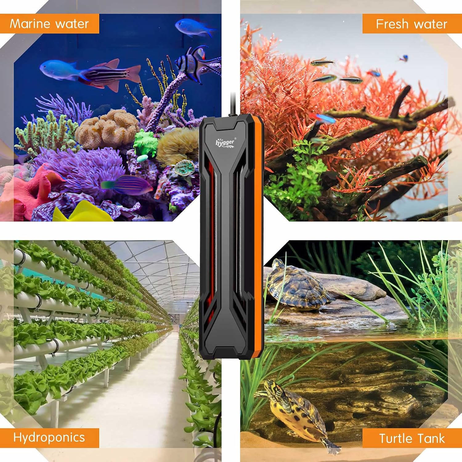 HYGGER HG113 Submersible Fish Tank Heater | External Temperature Controller | Uniform Heat Dissipation | Safety Features