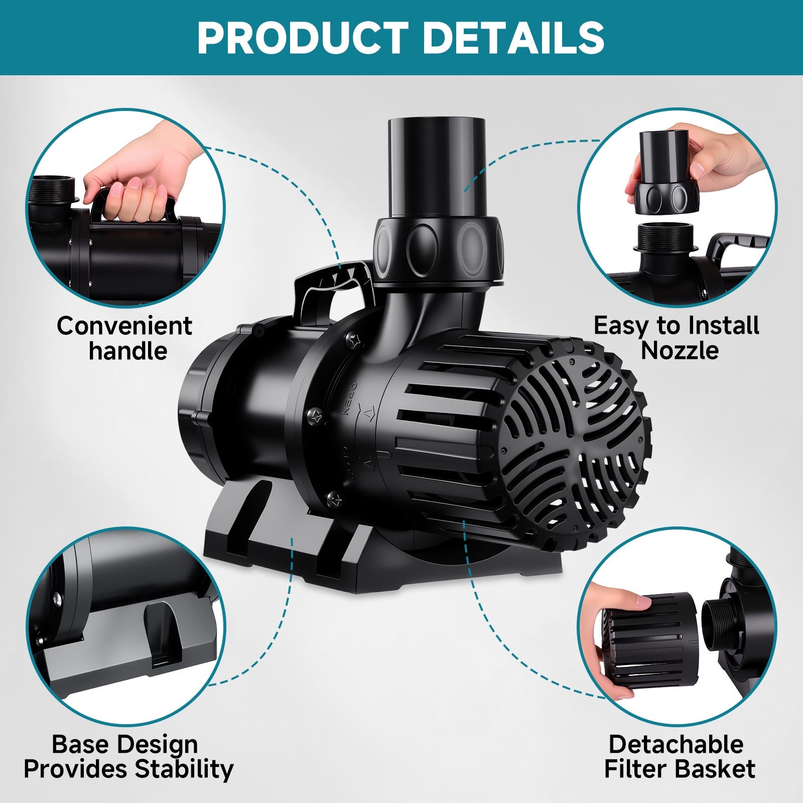 HYGGER HG116 Pond Water Pump | High-Performance I Quiet & Energy-Efficient I Multi-Functional Use I Durable Construction