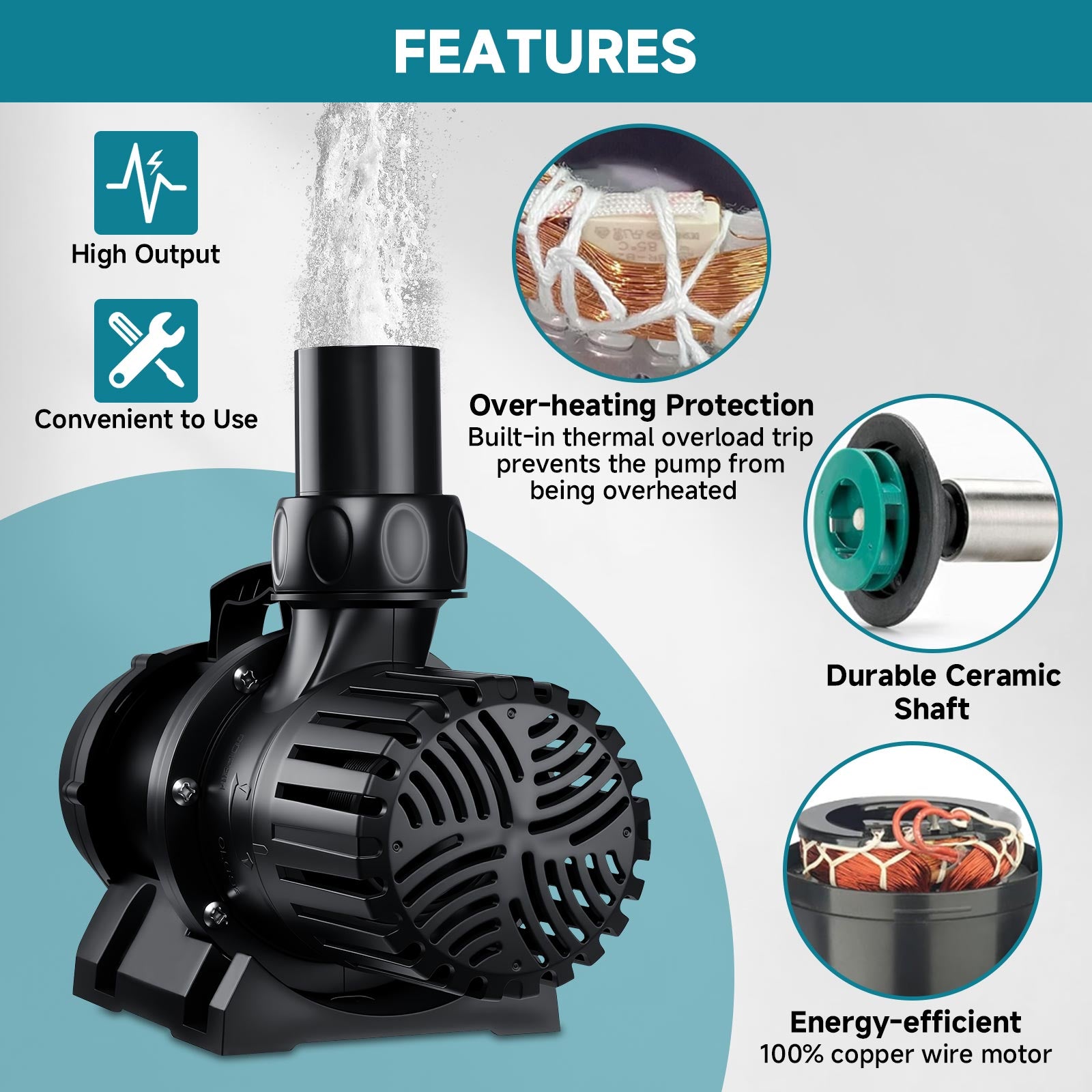 HYGGER HG116 Pond Water Pump | High-Performance I Quiet & Energy-Efficient I Multi-Functional Use I Durable Construction