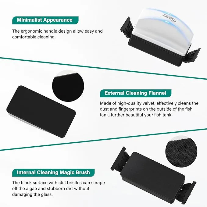 HYGGER HG124 Magnetic Aquarium Glass Cleaner with Algae Scraper | Powerful Grip |Scratch-Free Blades | Floating Design