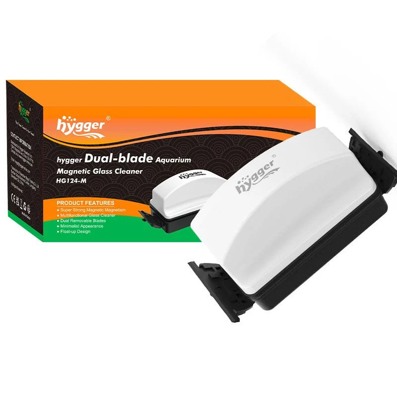 HYGGER HG124 Magnetic Aquarium Glass Cleaner with Algae Scraper | Powerful Grip |Scratch-Free Blades | Floating Design