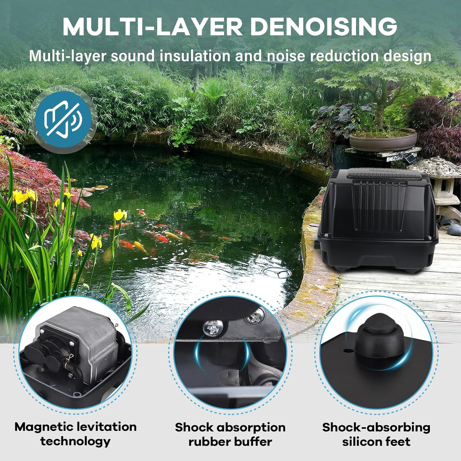 HYGGER HG125‑30 (18W) Linear Pond Aerator/Air Pump | Powerful Oxygen Output | Pure Copper Motor | 6 Outlets | Quiet Flow